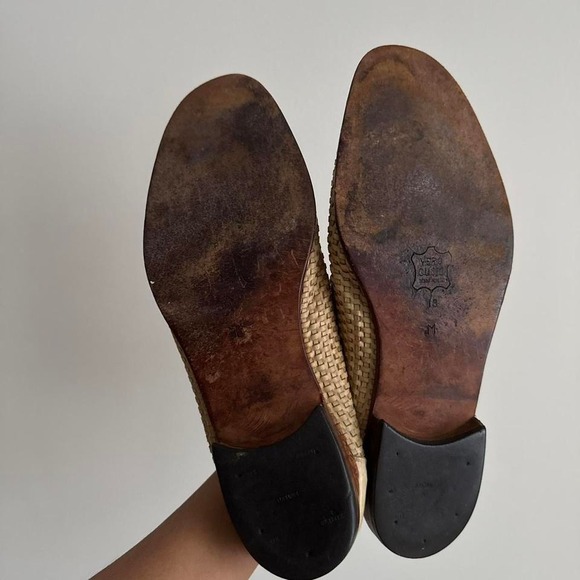 Men's Peeples Woven Loafer Italian Leather Vintage Cream Tan 13 Lace up - Picture 7 of 8